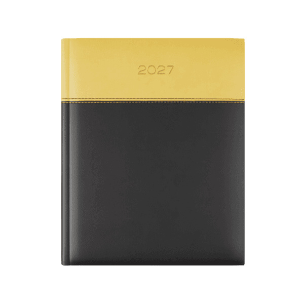 Dorchester Horizon Quarto Desk Dairy, Week to View, Black-Yellow
