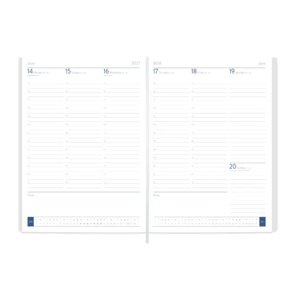 Chelsea Leather Quarto Diary, Week To View, Blue