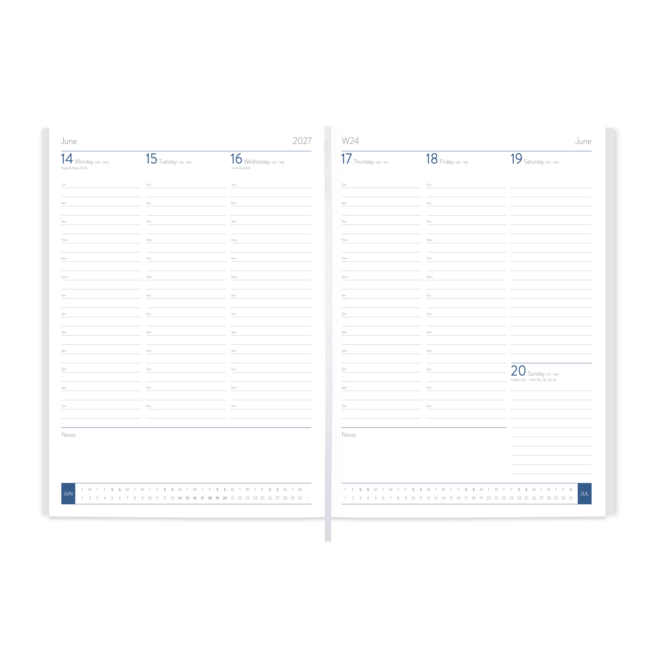 Chelsea Leather Quarto Diary, Week To View, Blue