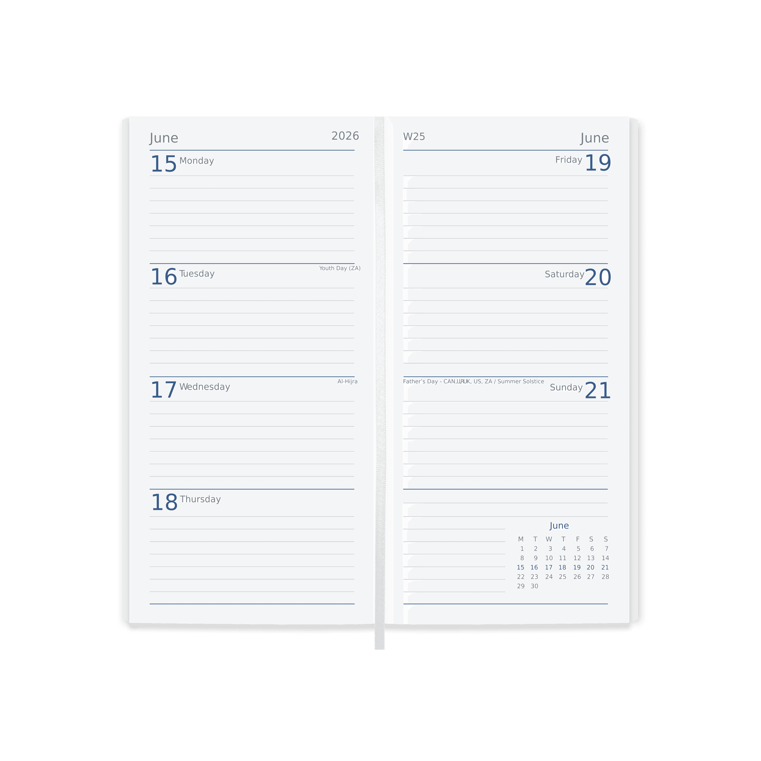 Richmond FineGrain Pocket Diary, Week to View, Red