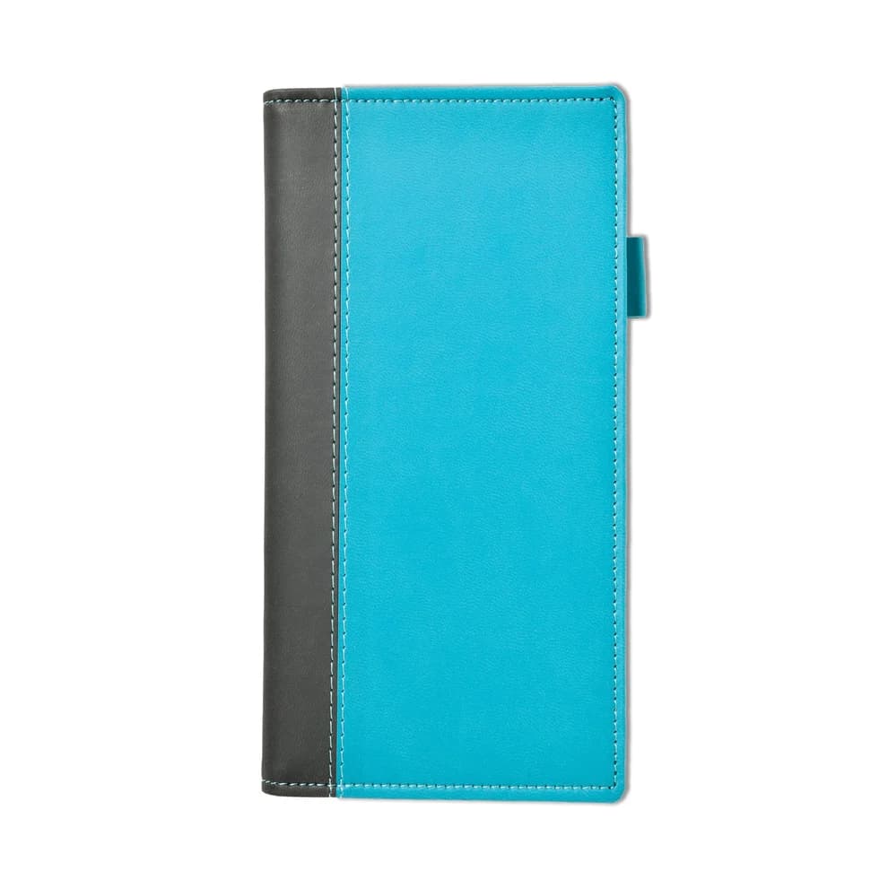 Windsor Collection Leather Pocket Wallet, Black-Aqua