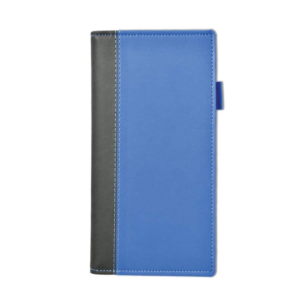 Windsor Collection Leather Pocket Wallet, Black-Royal Blue