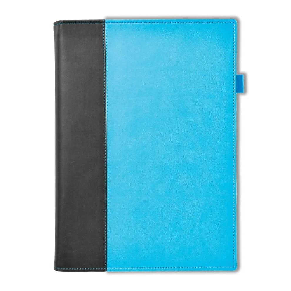 Windsor Collection Leather Quarto Wallet, Black-Aqua