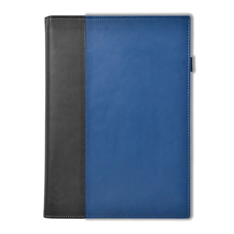 Windsor Collection Leather Quarto Wallet, Black-Royal Blue